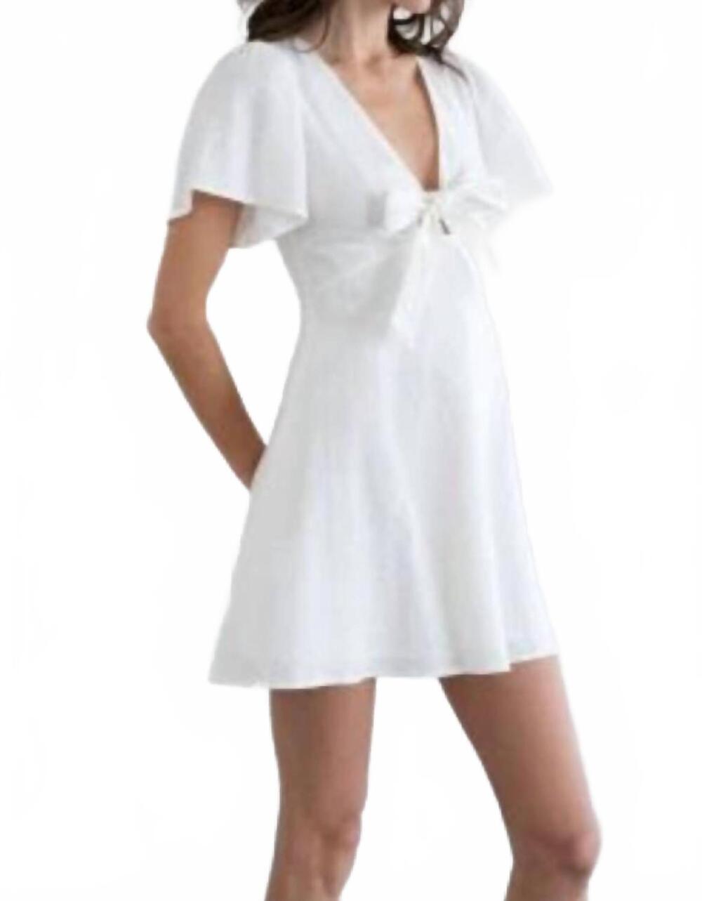 NEW ELLE GREY lila tie-front mini dress in white
